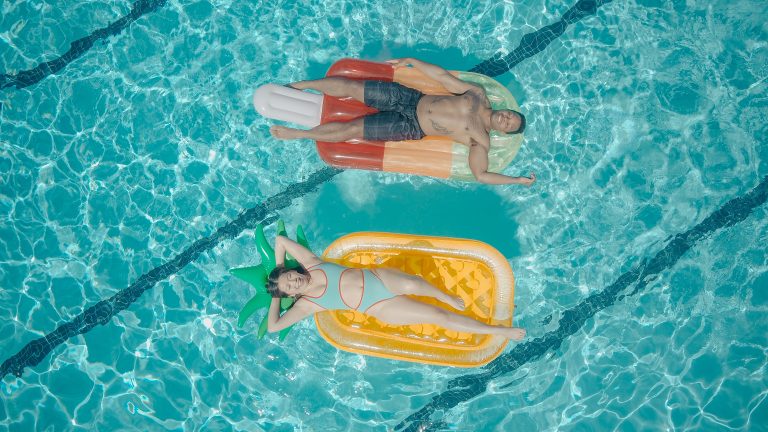 2 peoples relaxed on inflatable mattress