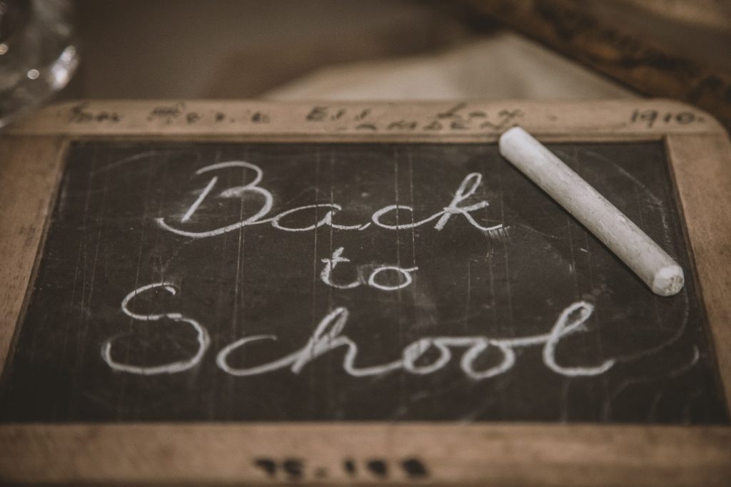 Back to school written on a blackboard