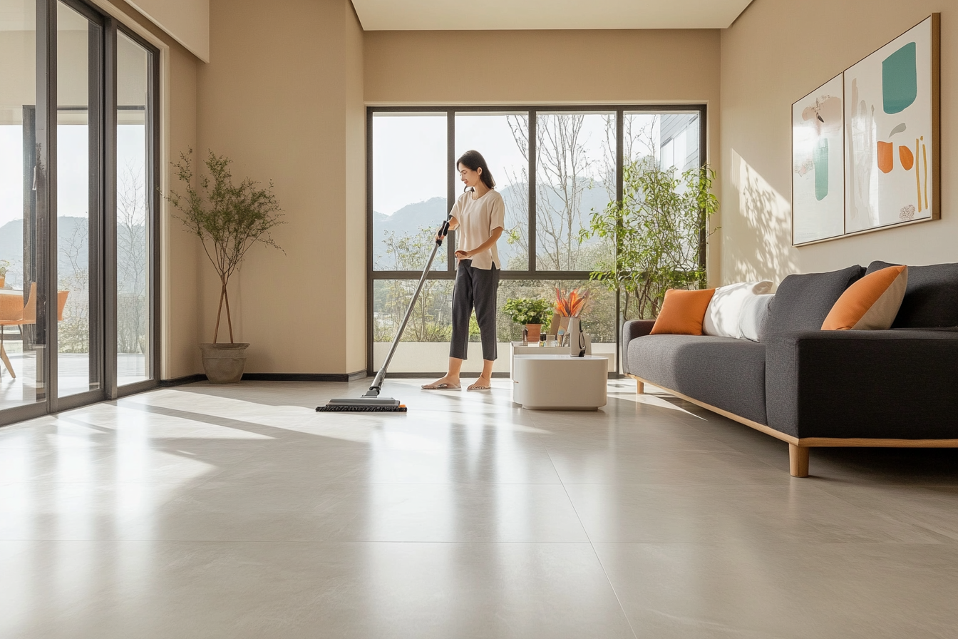 washing linoleum floors