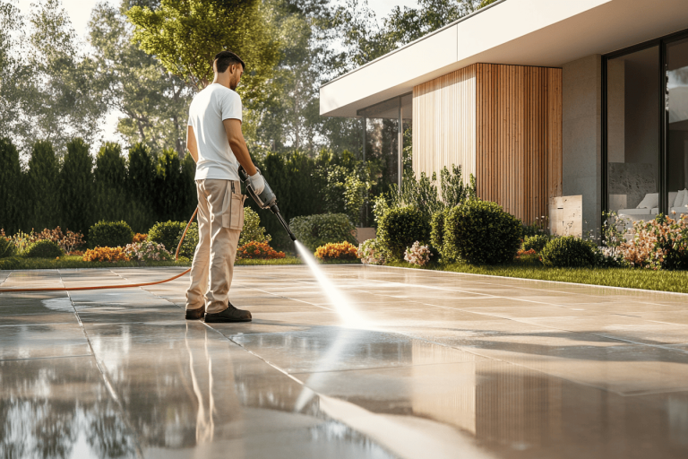 how to clean garden slabs